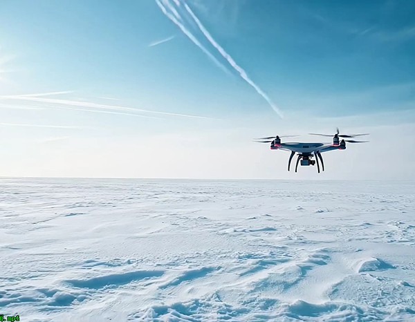 雪地之上无人机飞行画面